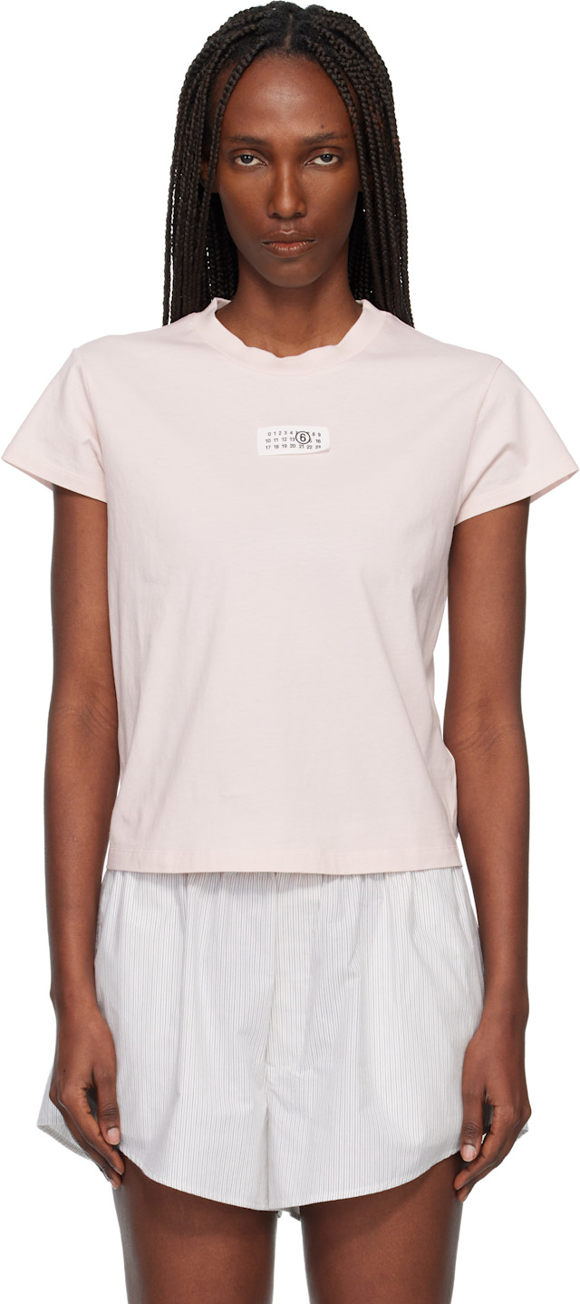 MM6 Maison Margiela: Pink Numeric Cotton T-shirt | SSENSE