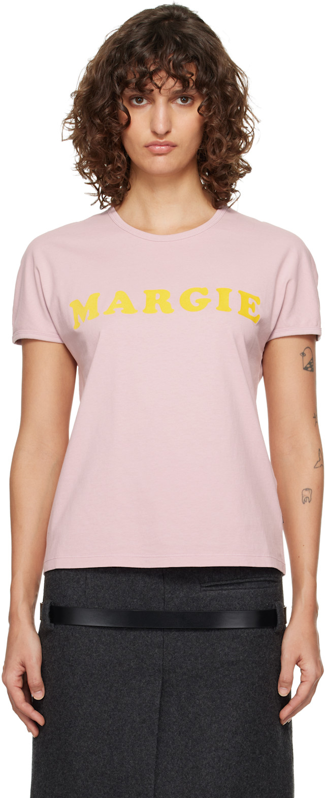 MM6 Maison Margiela: Pink 'Margie' T-Shirt | SSENSE