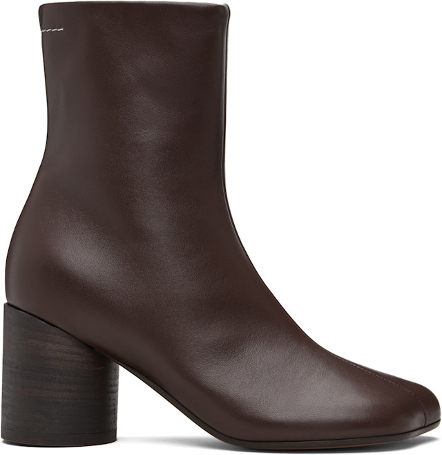 MM6 Maison Margiela: Brown Anatomic Ankle Boots | SSENSE