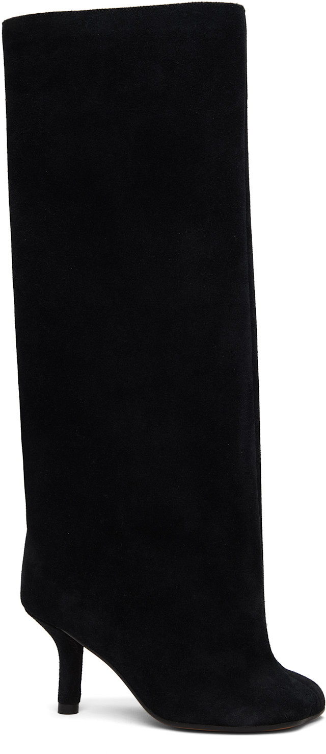 MM6 Maison Margiela: Black Suede Tall Boots | SSENSE