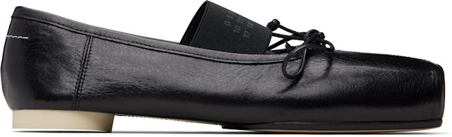 MM6 Maison Margiela: ブラック Numeric スクエアトゥ バレエシューズ