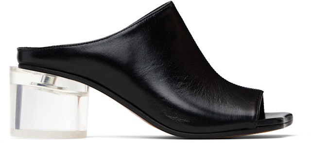 MM6 Maison Margiela: ブラック Anatomic Heeled ミュールサンダル