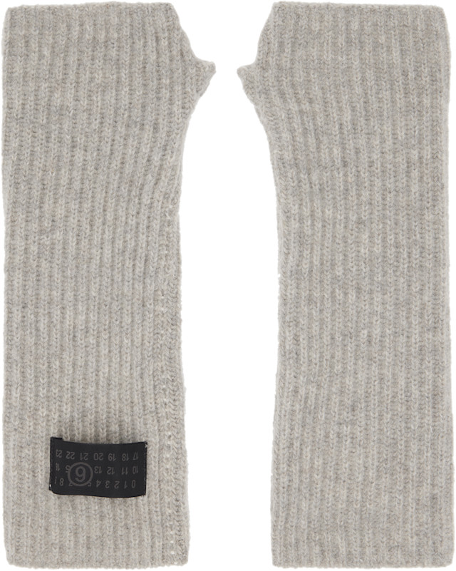 MM6 Maison Margiela: Gray Fisherman Knit Arm Warmers | SSENSE