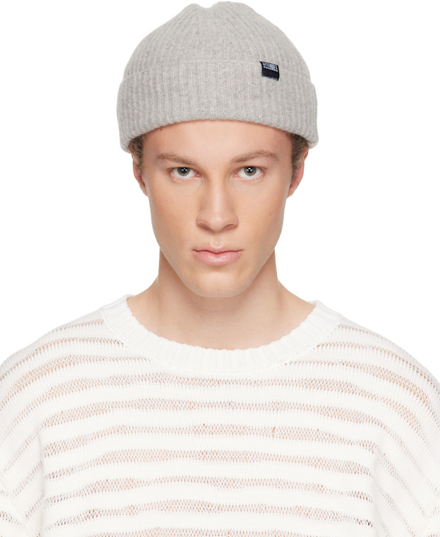 MM6 Maison Margiela: Gray Ribbed Wool Beanie | SSENSE United Arab