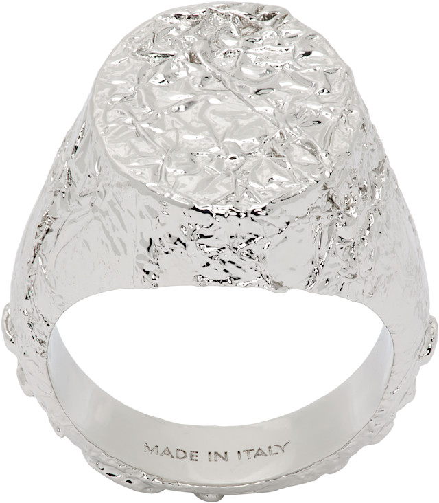 MM6 Maison Margiela: Textured シグネットリング | SSENSE 日本