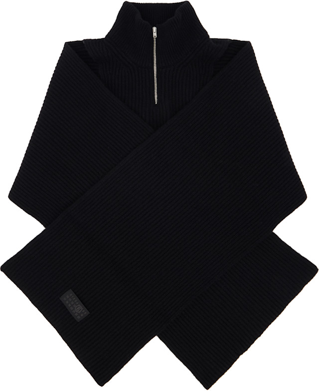 MM6 Maison Margiela: Black Fisherman Knit Camionneur Scarf | SSENSE