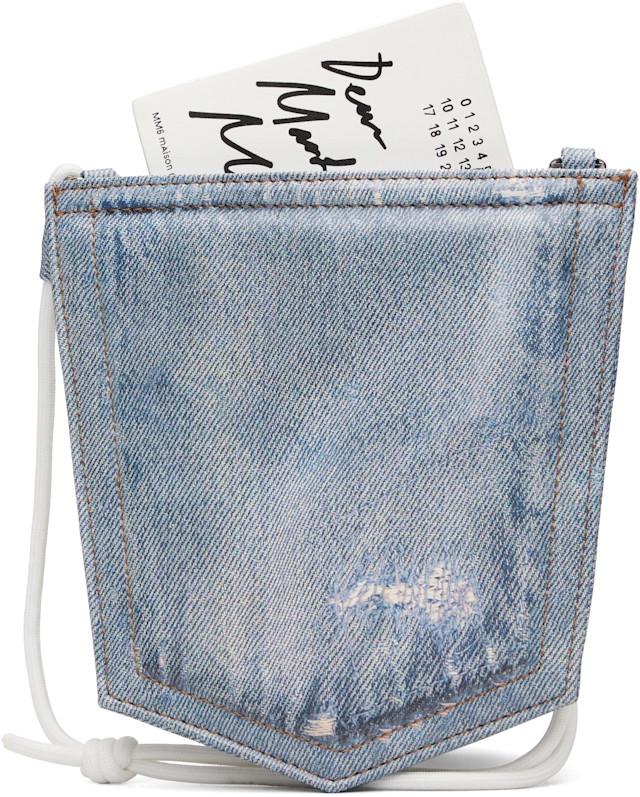 MM6 Maison Margiela: Blue Denim Pocket Pouch | SSENSE Canada