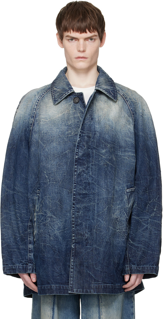 MM6 Maison Margiela: Blue Faded Denim Coat | SSENSE