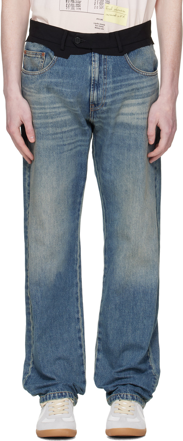 MM6 Maison Margiela: Blue Replaced Waist Jeans | SSENSE