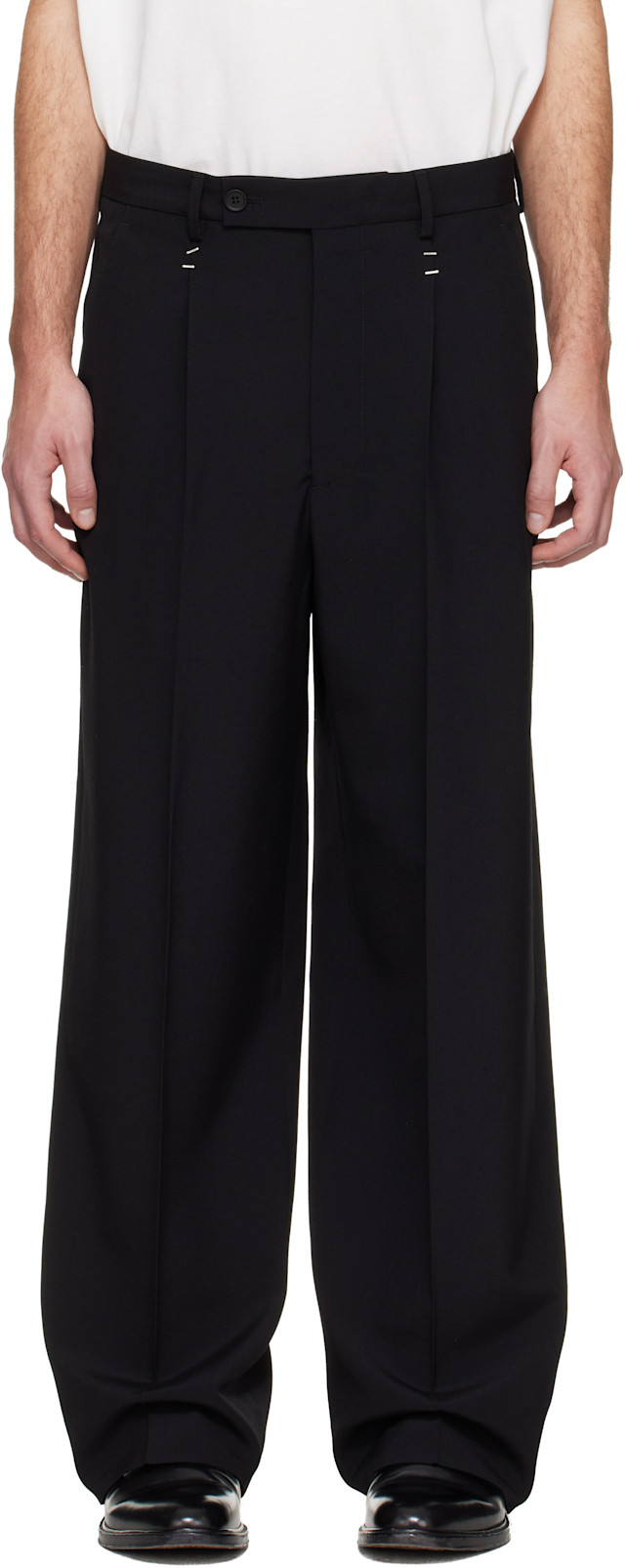 MM6 Maison Margiela: Black Stapled Trousers | SSENSE