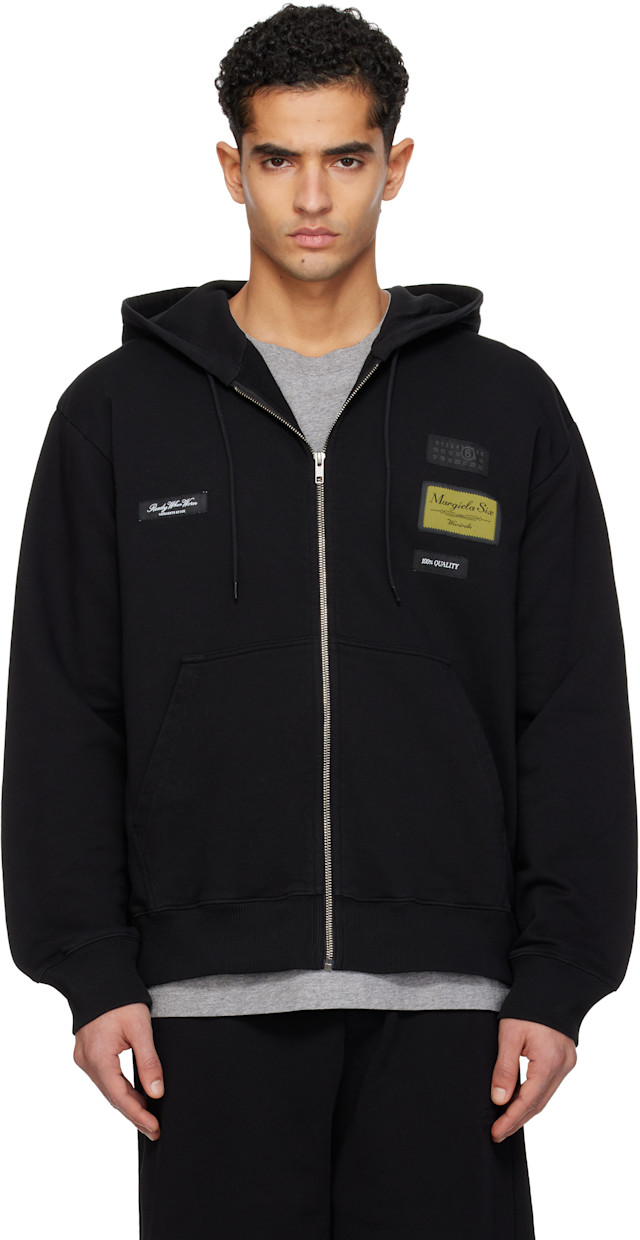 MM6 Maison Margiela: Black Label Patch Hoodie | SSENSE