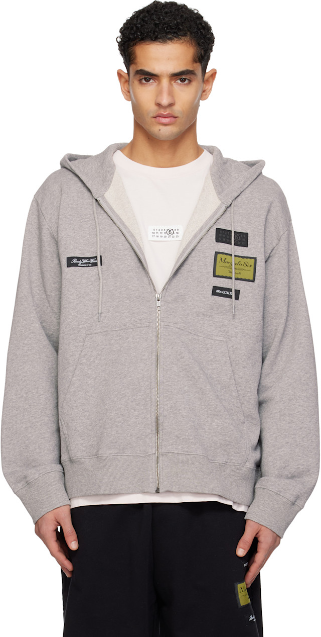 MM6 Maison Margiela: Gray Label Patch Hoodie | SSENSE