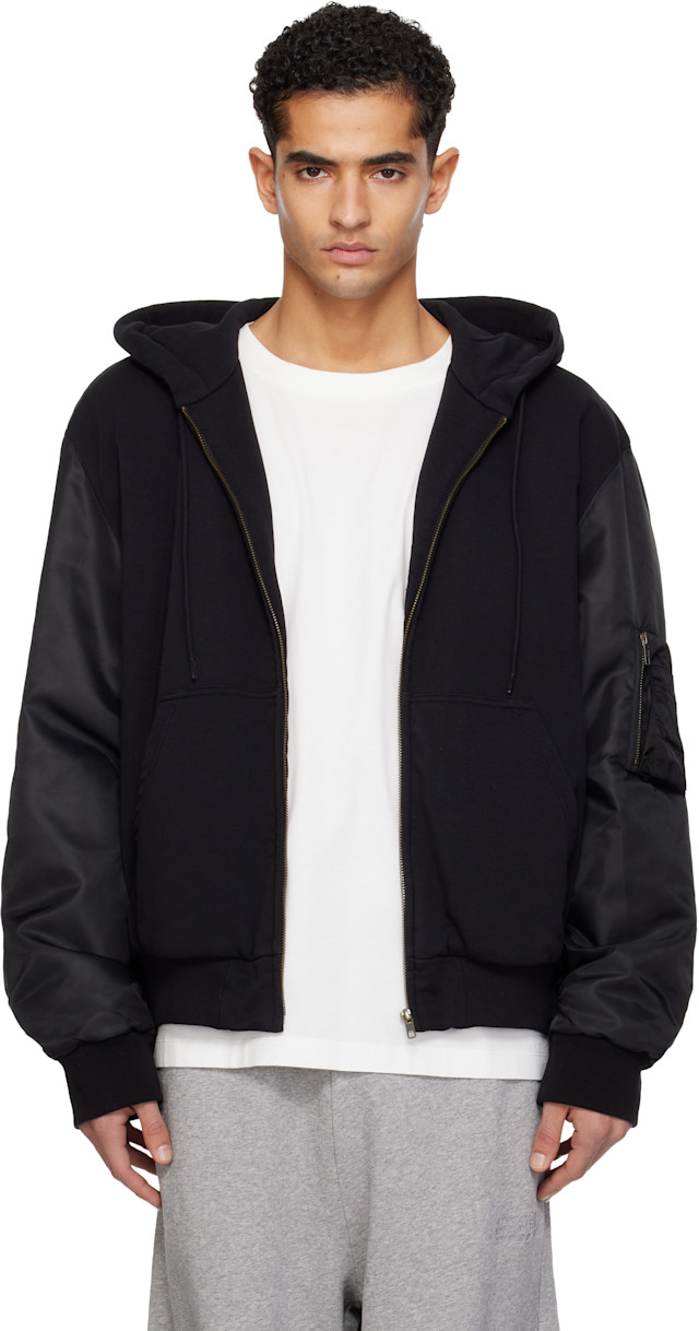 MM6 Maison Margiela: Black Hooded Jacket | SSENSE