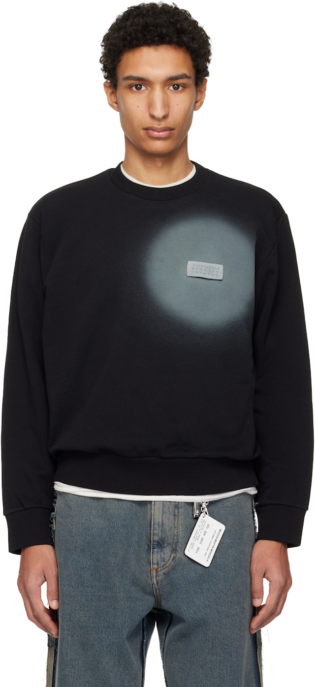 MM6 Maison Margiela: ブラック Spray Print スウェットシャツ