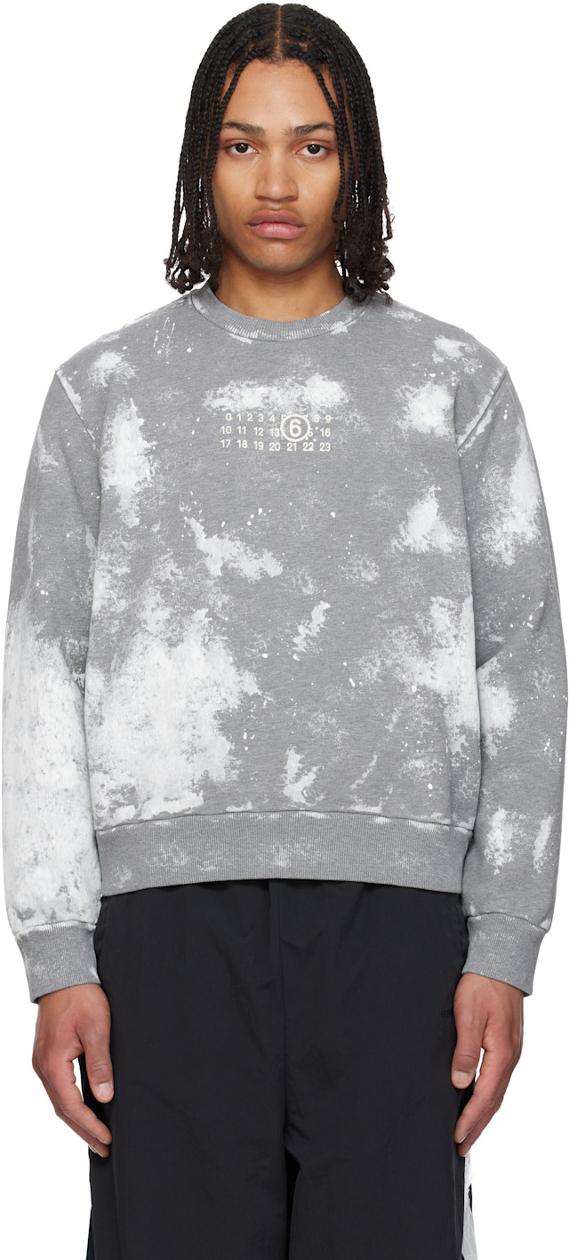 ナタリー　MM6 Maison Margiela スウェット MM6 Maison Margiela: Gray Paint Splatter Sweatshirt | SSENSE