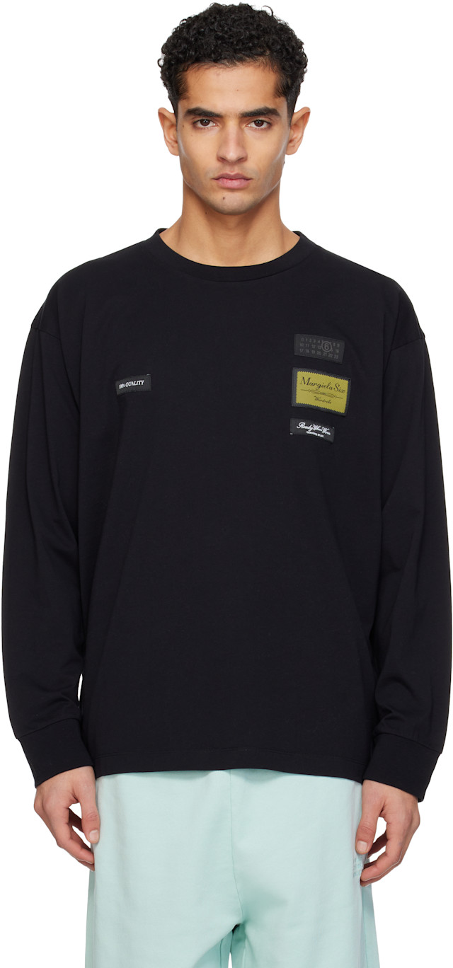 MM6 Maison Margiela: Black Long-Sleeve T-shirt | SSENSE