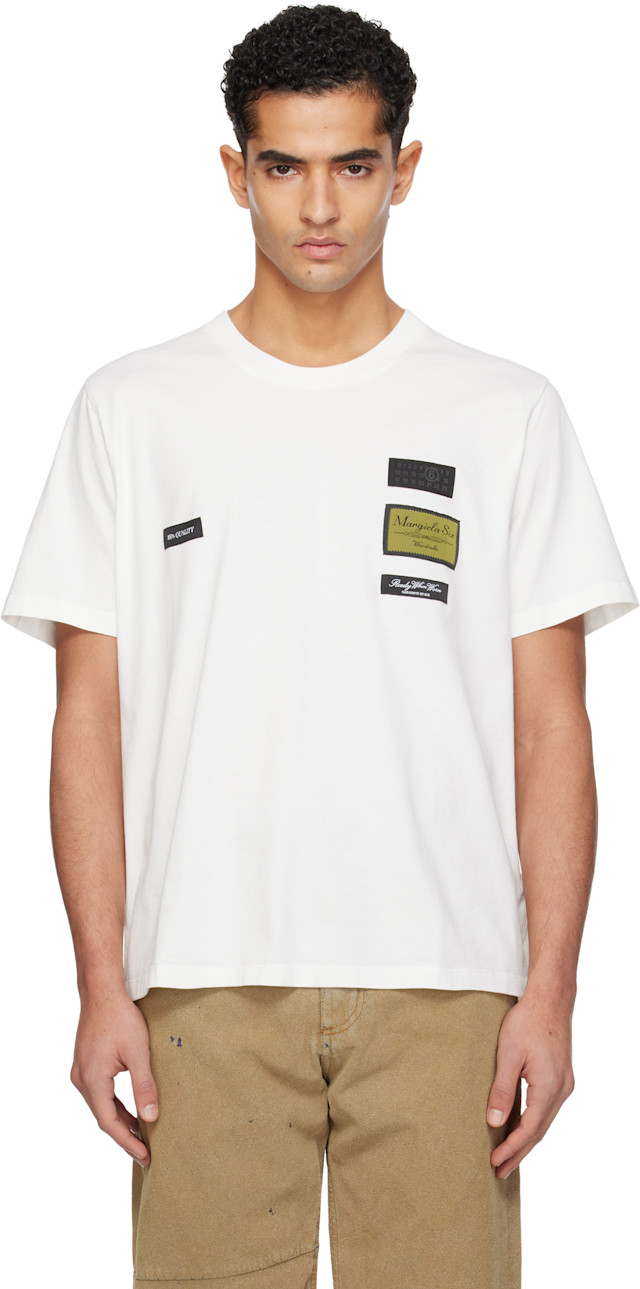 MM6 Maison Margiela: ホワイト Label Patch Tシャツ | SSENSE 日本
