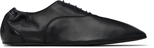 MM6 Maison Margiela: Black Leather Oxfords | SSENSE