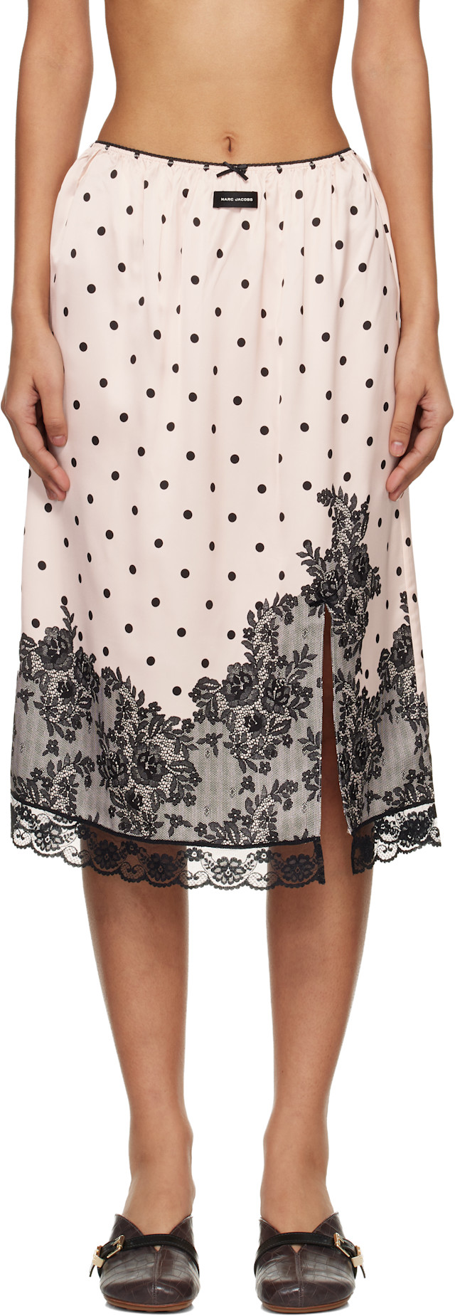 Marc Jacobs: Pink Trompe L'Oeil Dots Midi Skirt | SSENSE Canada