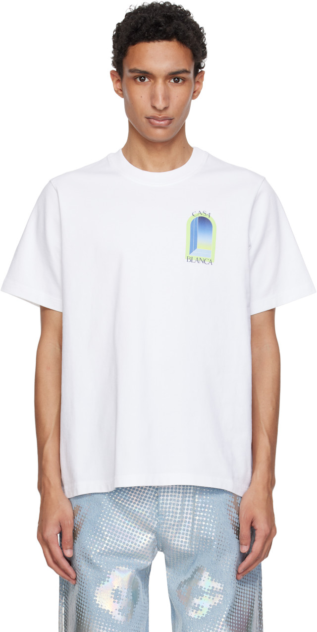 Casablanca: ホワイト Arches 半袖Tシャツ | SSENSE 日本
