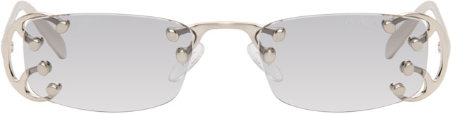 Prada Eyewear: Silver PR C57S Sunglasses | SSENSE