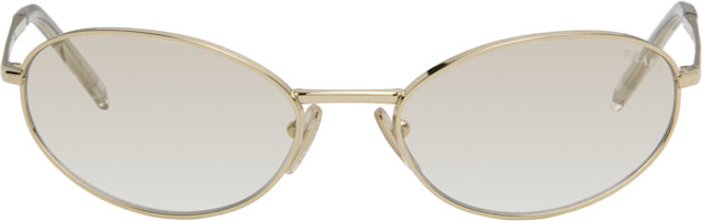 Prada Eyewear: Gold Metal Oval Sunglasses | SSENSE