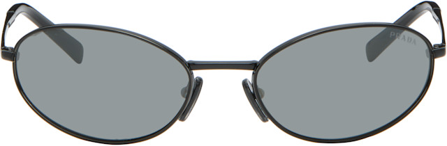 Prada Eyewear: Black Metal Oval Sunglasses | SSENSE
