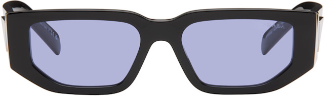 PRADA ブラック オクタゴナルサ Prada Eyewear: Black Triangle Logo Sunglasses | SSENSE