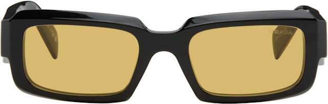 Prada PR 27ZS イエローレンズサングラス Prada Eyewear: Black PR 27ZS Sunglasses | SSENSE