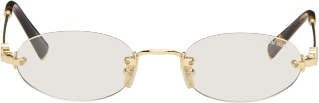 Miu Miu Eyewear: ゴールド リムレス オーバルメガネ | SSENSE 日本