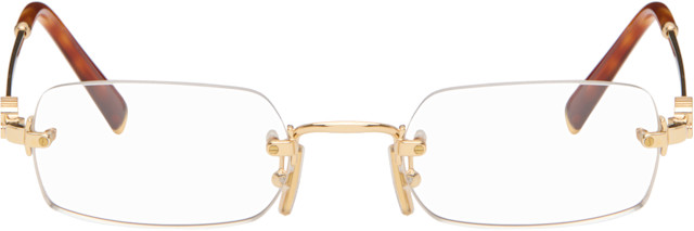 Miu Miu Eyewear: ゴールド リムレスレンズ メガネ | SSENSE 日本