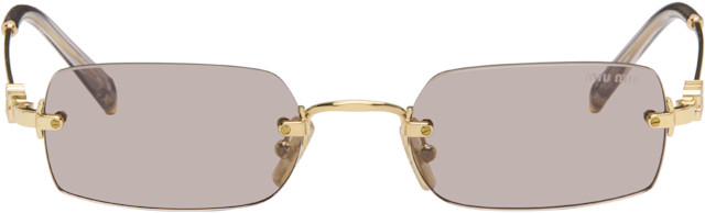 Miu Miu Eyewear: ゴールド 'Miu Miu Eyewear Collection' サングラス