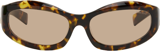 Miu Miu Eyewear: Brown Shield Sunglasses | SSENSE
