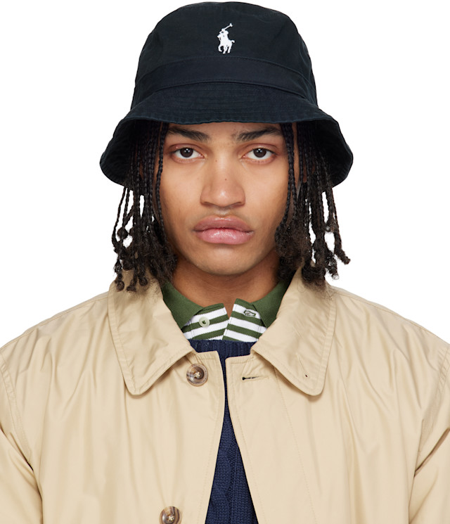 Polo Ralph Lauren: Black Cotton Chino Bucket Hat | SSENSE Canada