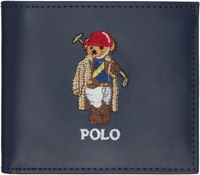 Polo Ralph Lauren: ネイビー Polo ベア レザー 札入れ | SSENSE 日本