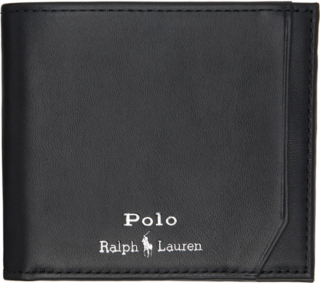 Polo Ralph Lauren: Black Smooth Leather Billfold Wallet | SSENSE