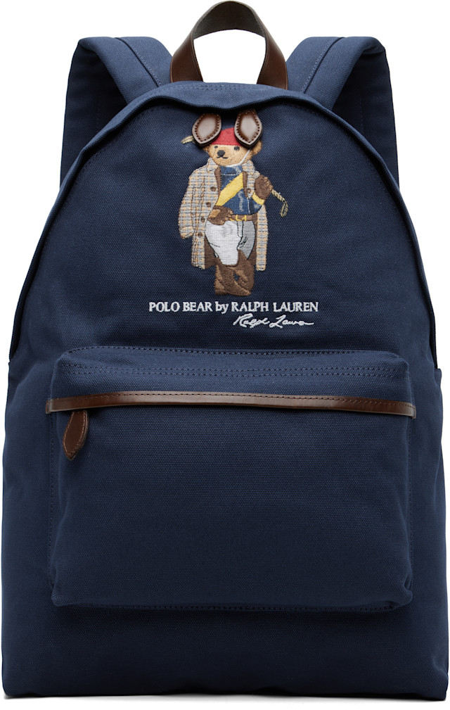 Polo Ralph Lauren: ネイビー Polo ベア キャンバス バックパック