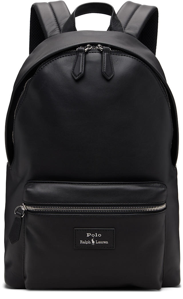Polo Ralph Lauren: ブラック スムースレザー バックパック | SSENSE 日本
