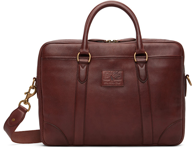 Polo Ralph Lauren: Brown Heritage Leather Messenger Bag | SSENSE
