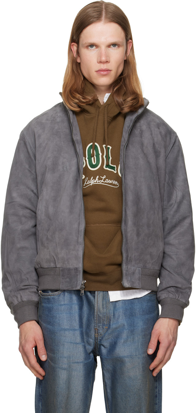 Polo Ralph Lauren: Gray 'The Charleton' Suede Jacket | SSENSE
