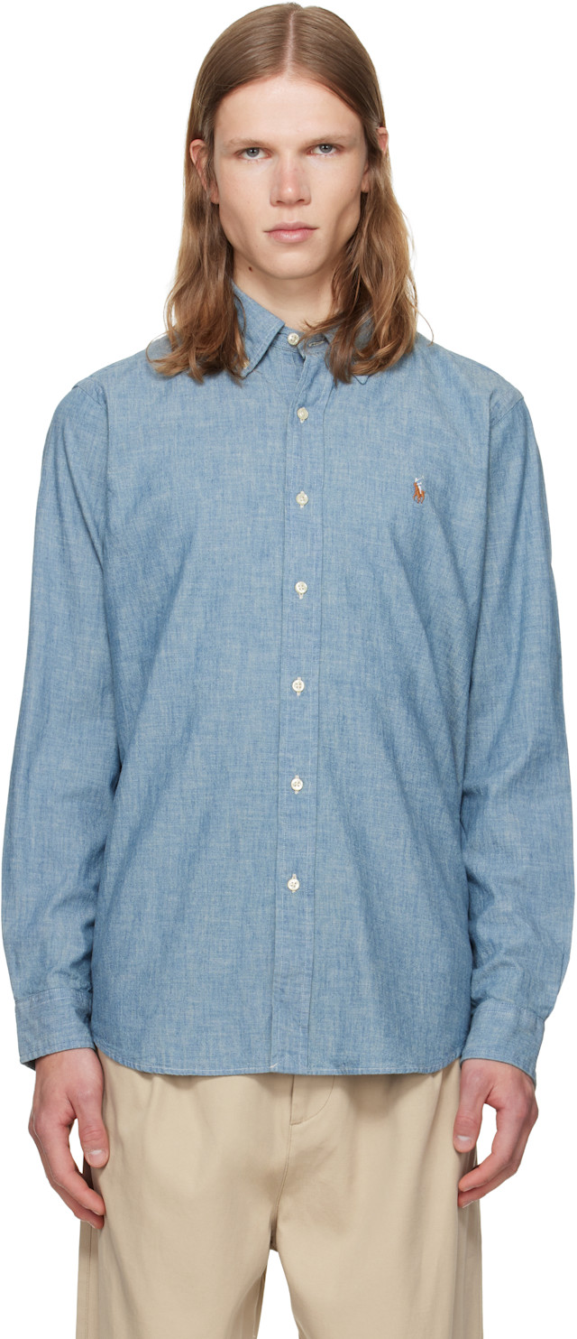 Polo Ralph Lauren: Blue Classic Fit Indigo Chambray Shirt | SSENSE