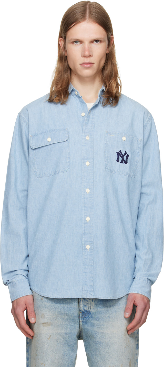 POLO RALPH LAUREN MLB YankeesTシャツ Polo Ralph Lauren: Blue MLB Edition Yankees Work Shirt | SSENSE
