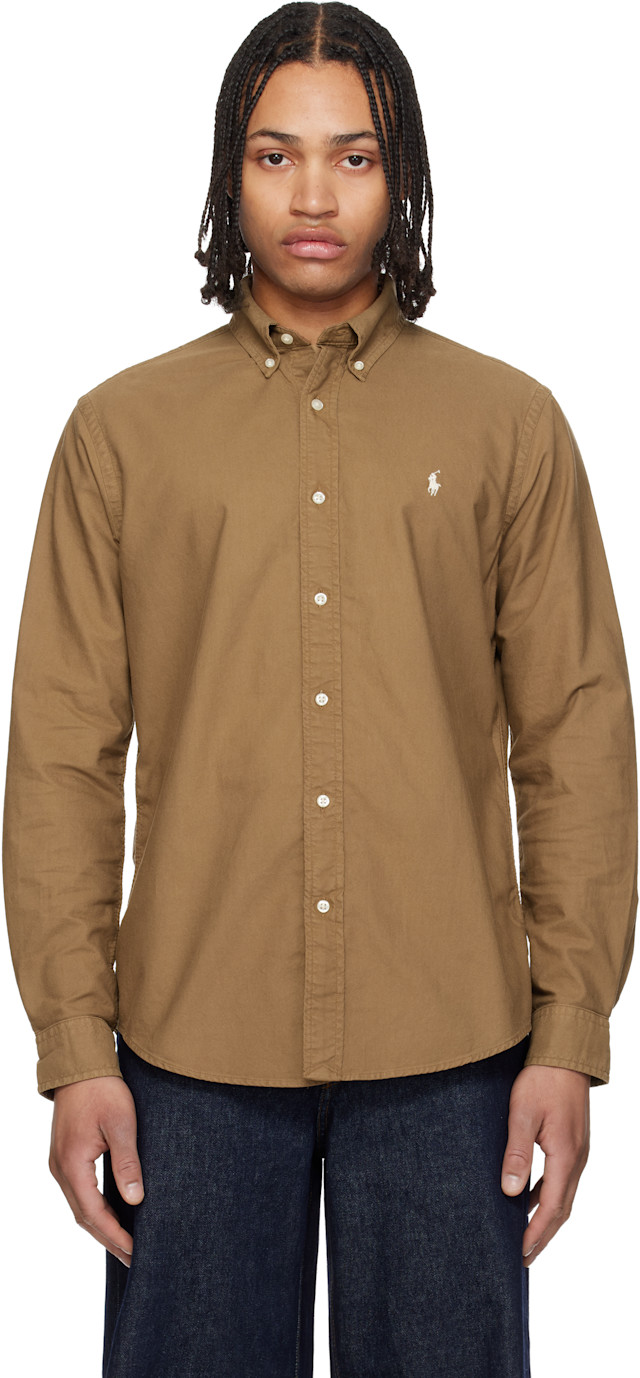 Polo Ralph Lauren: Brown Garment-Dyed Oxford Shirt | SSENSE