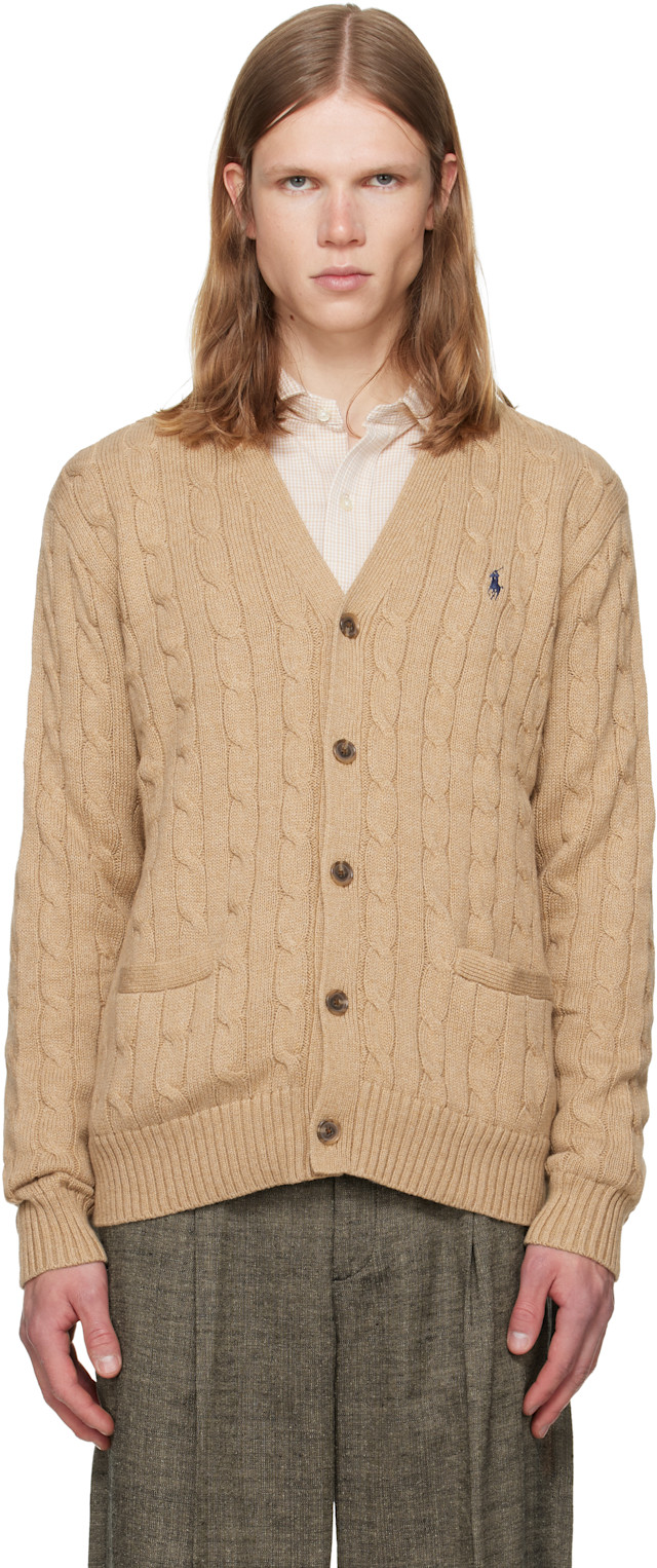 Polo Ralph Lauren ベージュ カーディガン Polo Ralph Lauren: Tan Cable-Knit Cotton Cardigan | SSENSE