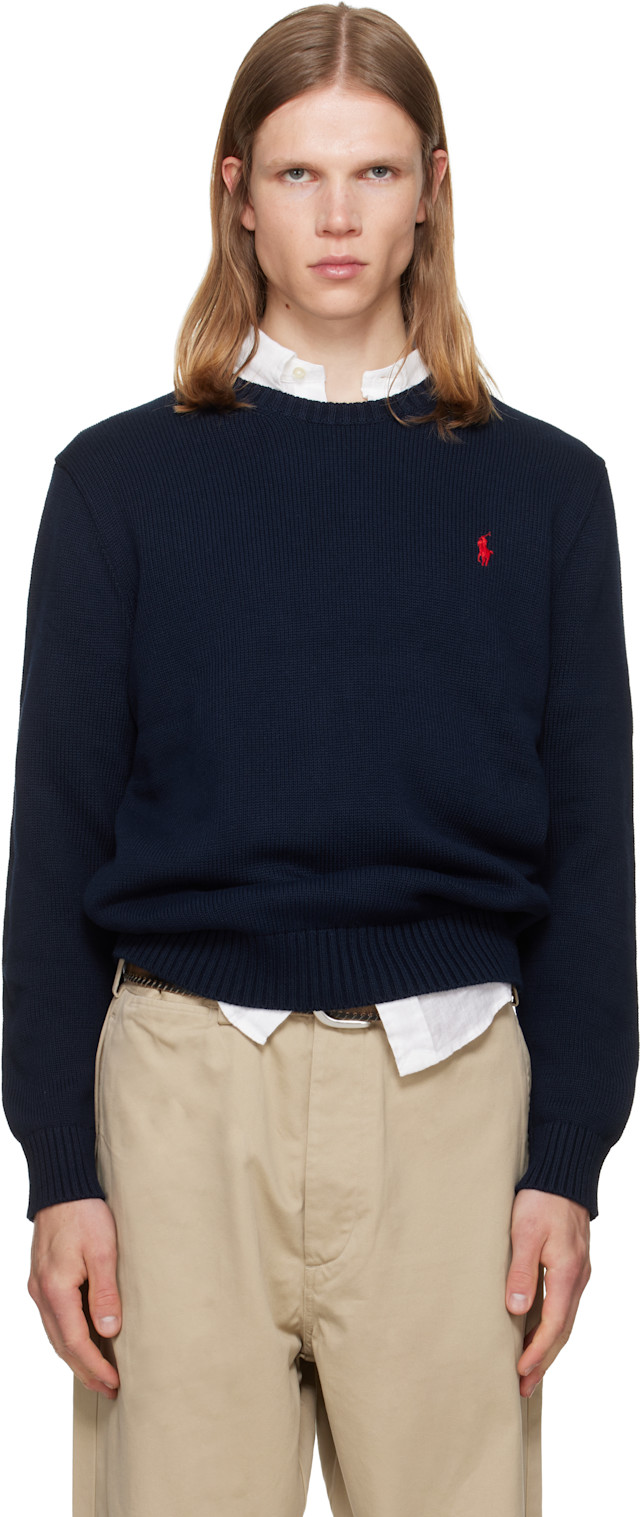 Polo Ralph Lauren ネイビー 長袖セーター M Polo Ralph Lauren: ネイビー ポロ 長袖 セーター | SSENSE 日本