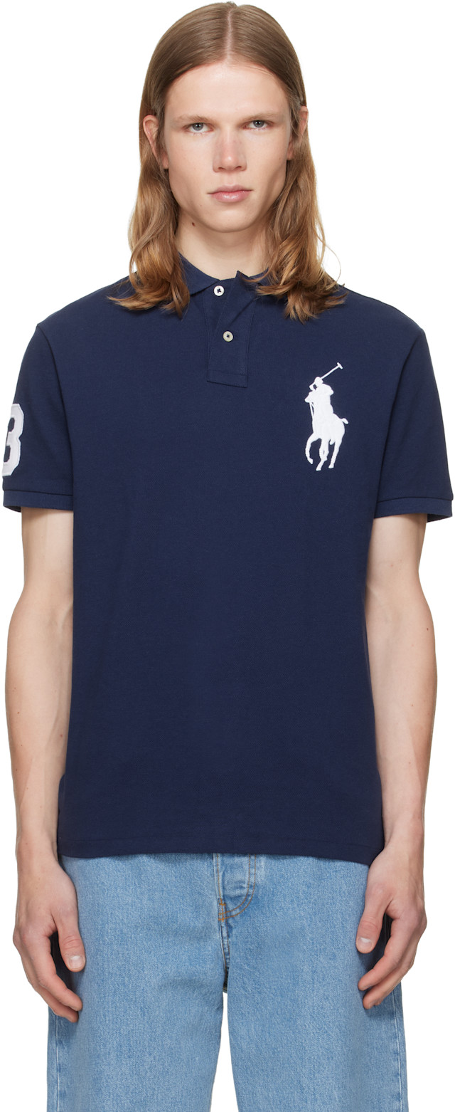 Polo Ralph Lauren: Navy Big Pony Mesh Polo | SSENSE
