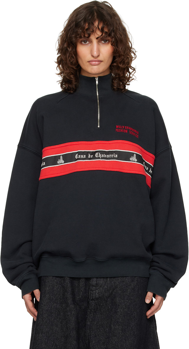 WILLY CHAVARRIA: Black 'Casa De Chavarria' Gilroy Sweatshirt | SSENSE