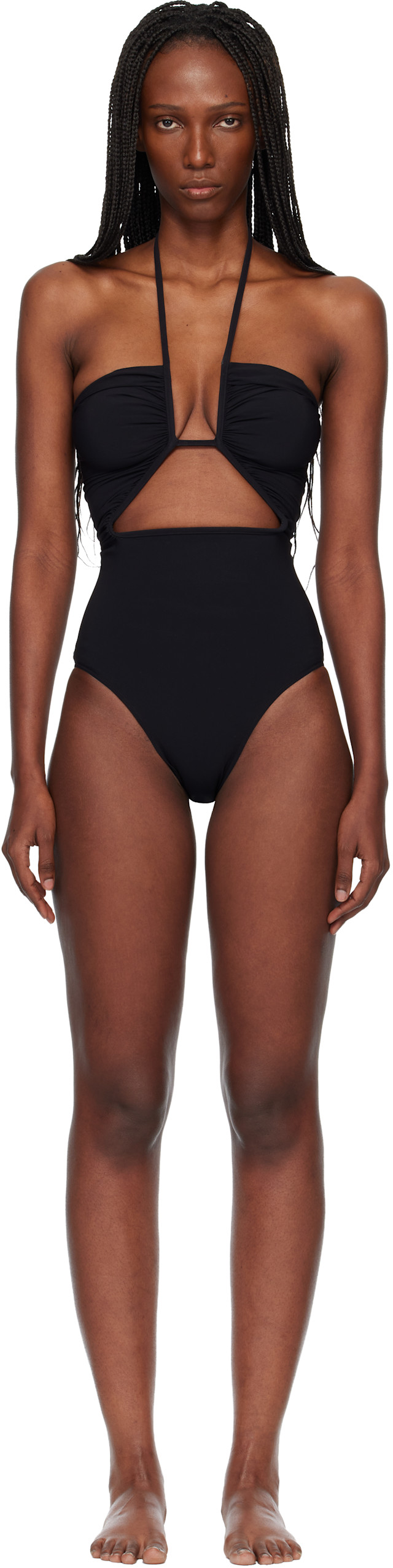 Rick Owens: Black Temple Prong Bather Swimsuit | SSENSE