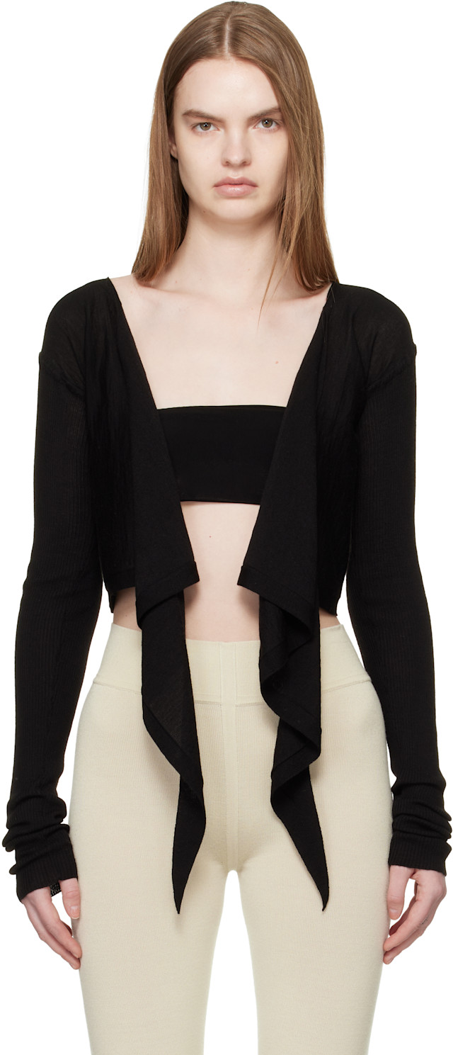 トップス SHE Tokyo / Owen black 0 Rick Owens: Black Temple Crop Wrap Top | SSENSE