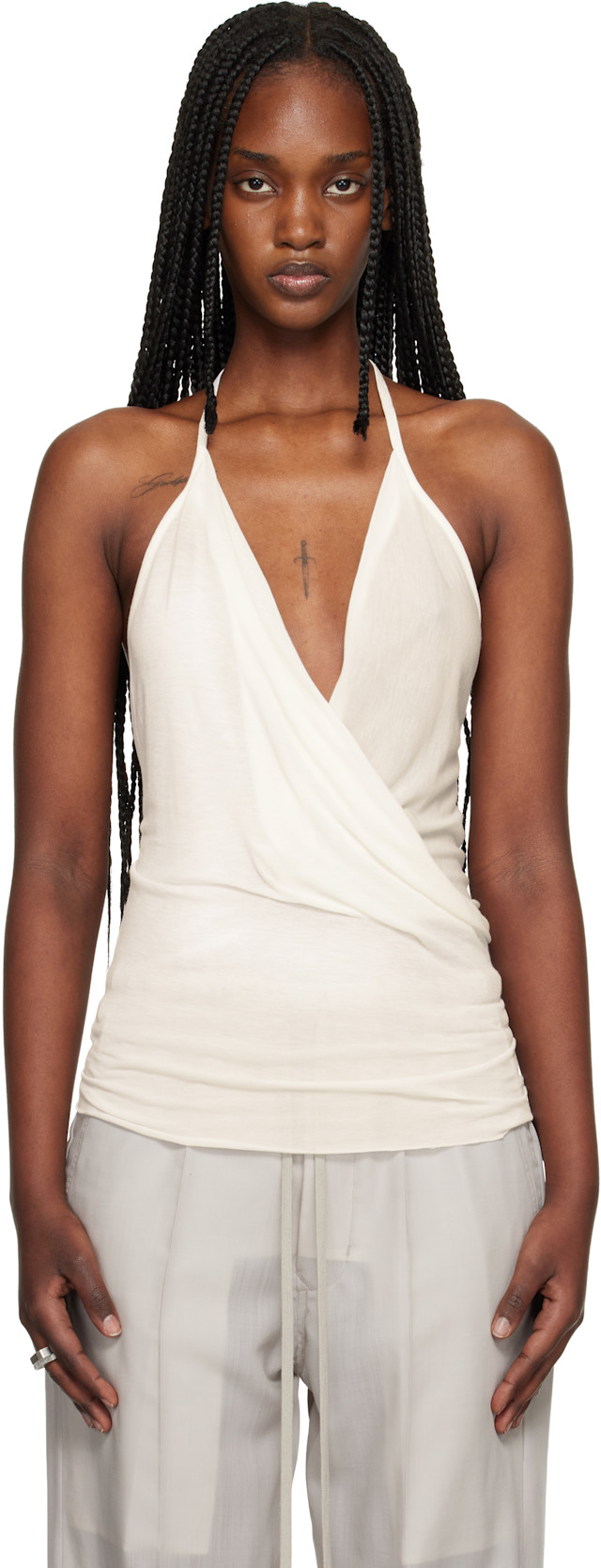 Rick Owens: Off-White Temple Draped Top | SSENSE